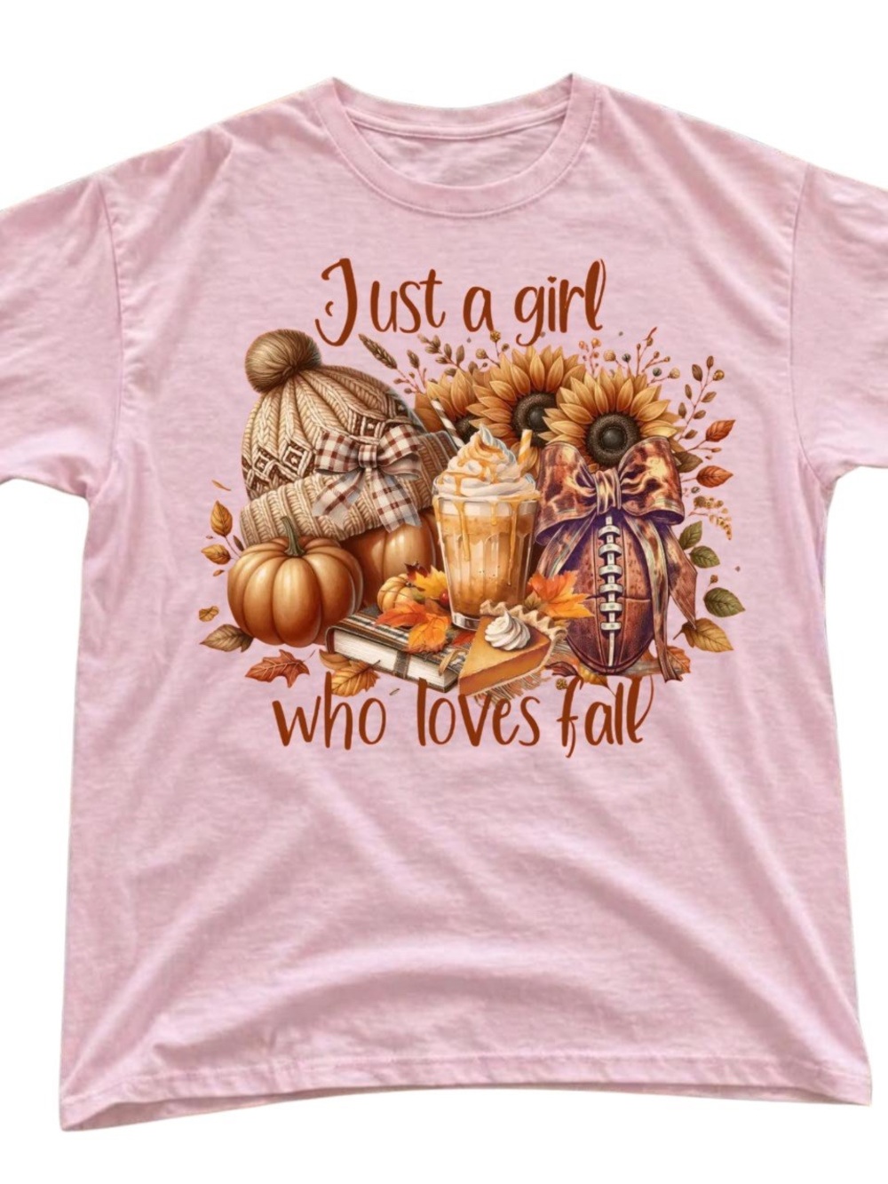 Gildan Pink "Just a Girl Who Loves Fall" Graphic Tee, Gift For Him, For Her